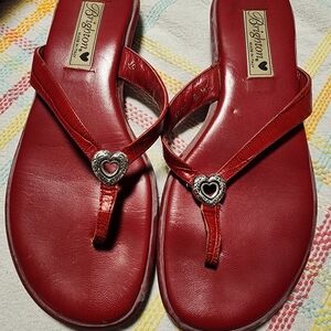 Brighton Joy Sandals. Red Glove Crocodile Size 8